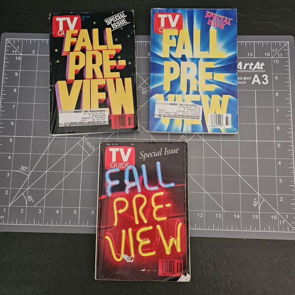 TV GUIDE Lot of 3 Fall Preview Issues Wasington Baltimore  1991, 1992, & 1993